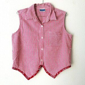 Erika & Co vintage red gingham sleeveless button up blouse top